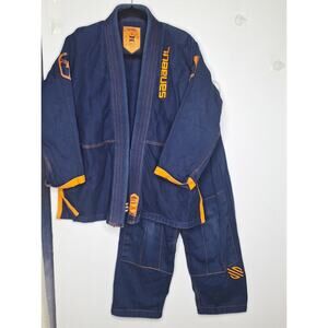 Sanabul Kids Youth Gi Uniform Jiu-Jitsu Kimono Jacket Top Pants K4 Navy Orange